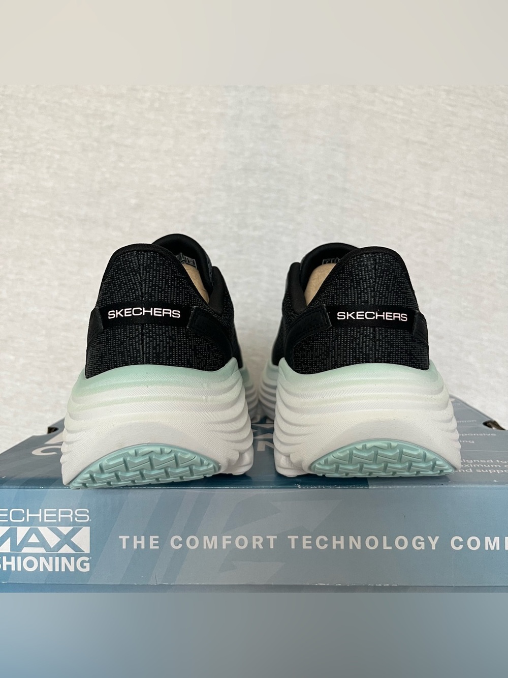 Skechers Black Athletic Sneakers with Pink Logo and Mint Accent - Picture 7 of 9